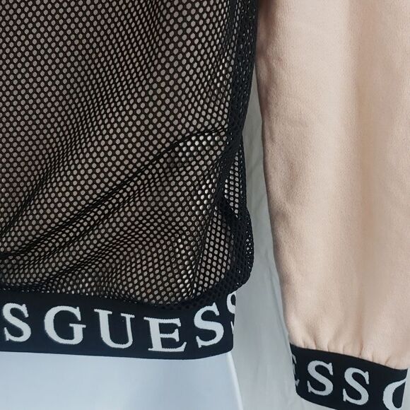 Guess Women's 10 Mesh & Pink Cropped Sweater - Picture 10 of 14